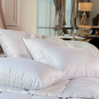 Подушка пуховая 70х70 трехкамерная 3D с бортиком German Grass Белая серия (White Familie Down) европейское качество в магазине L