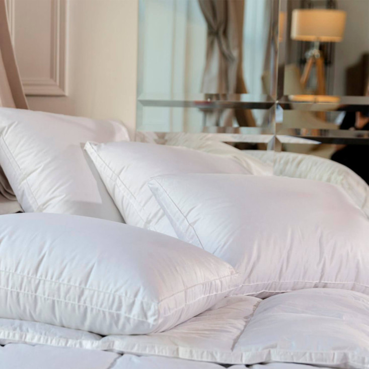 Подушка пуховая 70х70 трехкамерная 3D с бортиком White Familie Down German Grass