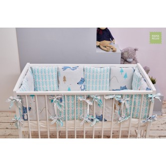 Купить бортики в кроватку Лисички в лесу со съемными чехлами 12 шт Mama Relax в магазине Люкс Постель