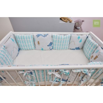 Купить бортики в кроватку Лисички в лесу со съемными чехлами 12 шт Mama Relax в магазине Люкс Постель