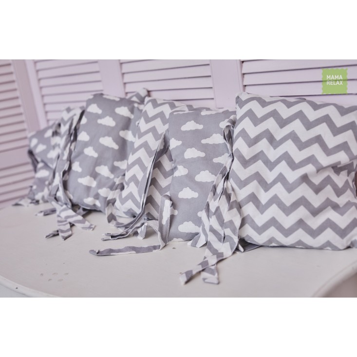 Купить бортики в кроватку Зефир со съемными чехлами 12 шт Mama Relax в магазине Lux Postel