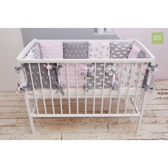 Купить бортики в кроватку Клубника со сливками со съемными чехлами 12 шт Mama Relax в магазине Люкс Постель