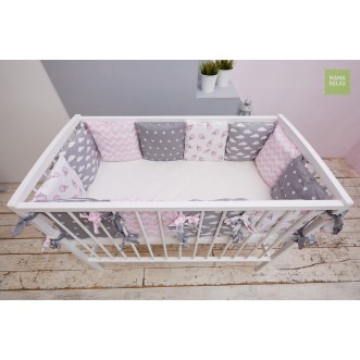 Купить бортики в кроватку Клубника со сливками со съемными чехлами 12 шт Mama Relax в магазине Люкс Постель