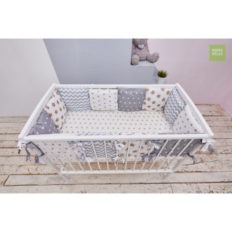 Бортики в кроватку Молочный шоколад со съемными чехлами 12 шт Mama Relax