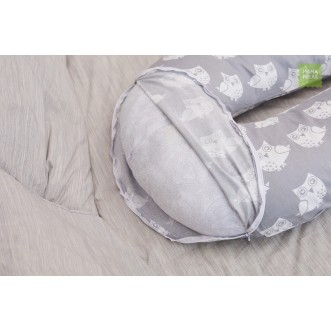 Купить наволочку для подушки U280 Mama Relax Совята на сером в магазине Люкс Постель