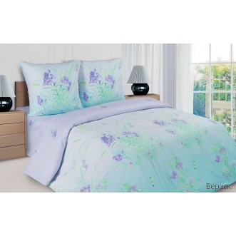 Купить постельное белье поплин 2 спальное простынь на резинке Вереск Экотекс