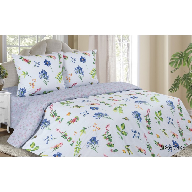 Купить постельное белье поплин семейное Джесика Экотекс