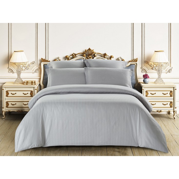 Купить постельное белье Однотонное страйп сатин CST01-03 1/5 спальное Tango