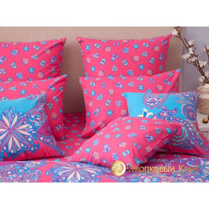Постельное белье Анамур коралл семейное Хлопковый край