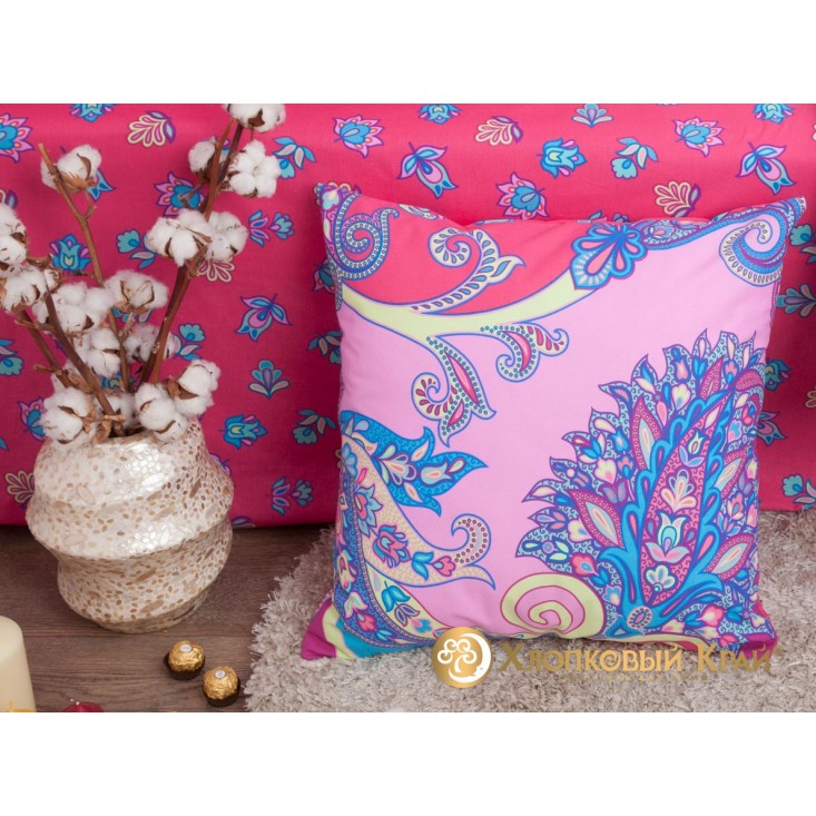 Постельное белье Анамур коралл семейное Хлопковый край