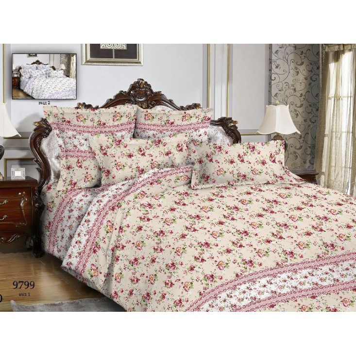 Постельное белье Цветы розовые клетка 1,5-спальное бязь Чебоксарский текстиль