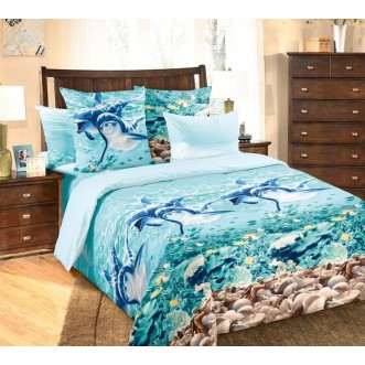 постельное белье Дельфины Евро бязь Чебоксарский текстиль