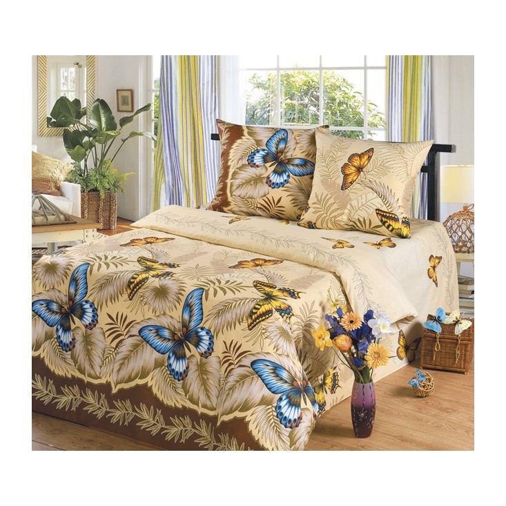 постельное белье Эйфория Бабочки Евро бязь Чебоксарский текстиль