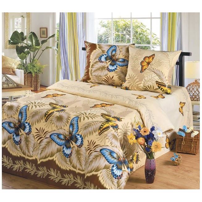 постельное белье Эйфория Бабочки Евро бязь Чебоксарский текстиль