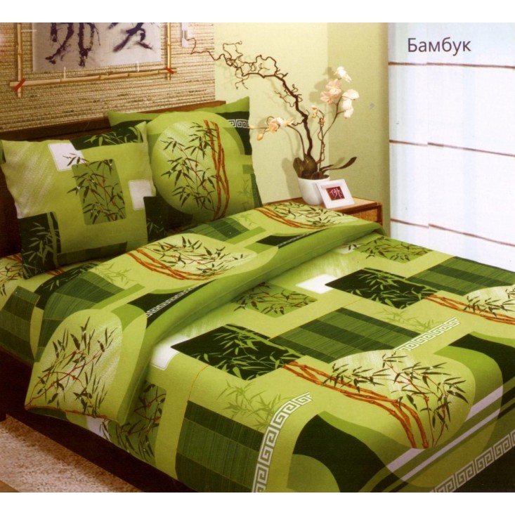 постельное белье Бамбук салатовый Евро бязь Чебоксарский текстиль