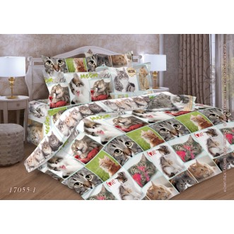 постельное белье Коты Евро бязь Чебоксарский текстиль