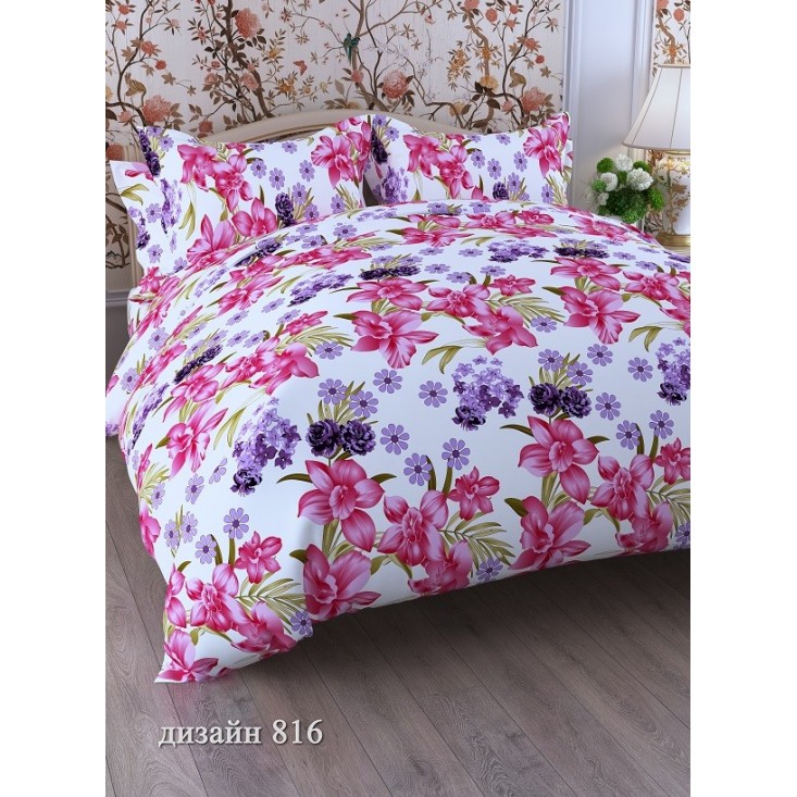 постельное белье Нарциссы цикламен семейное бязь Чебоксарский текстиль