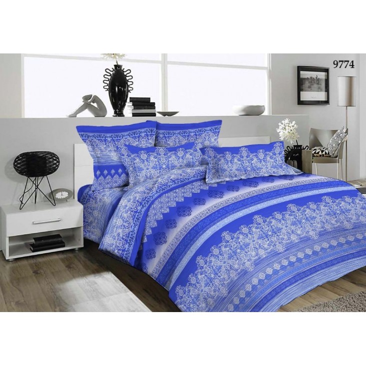 постельное белье Адажио синий семейное бязь Чебоксарский текстиль