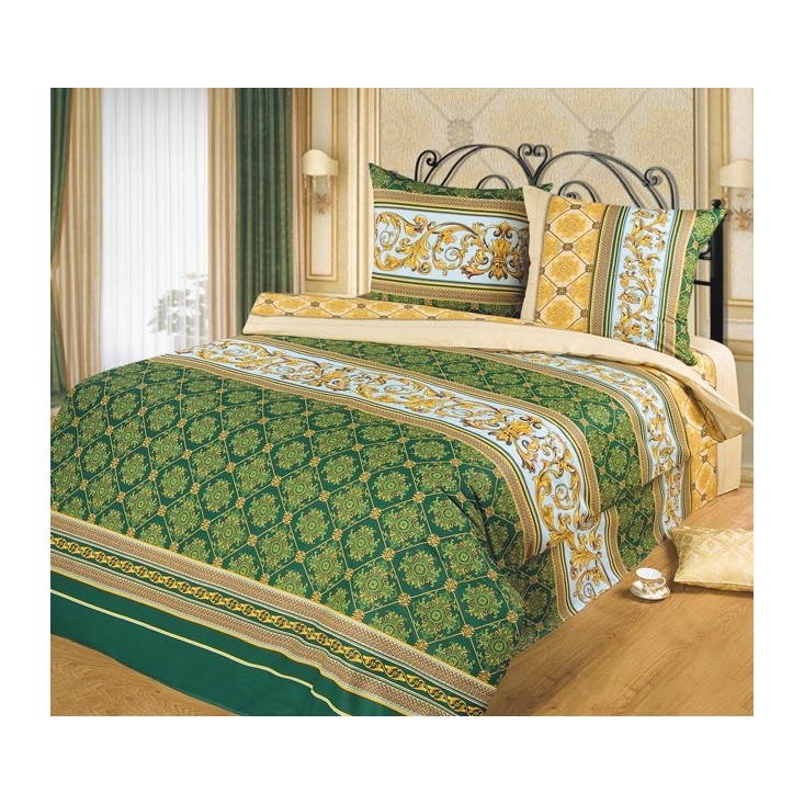 постельное белье Аристократ (зеленый) семейное бязь Чебоксарский текстиль