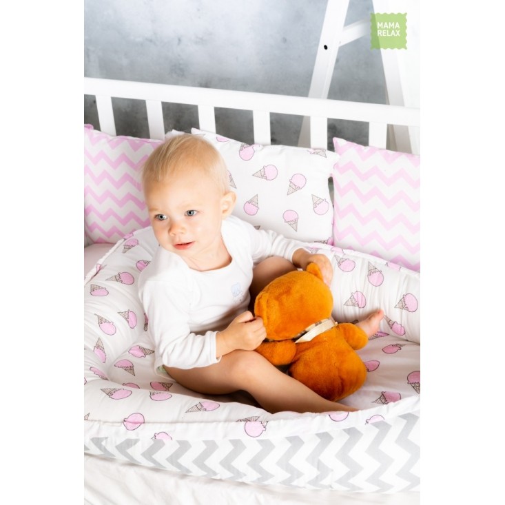Купить гнездышко для новорожденного Клубника со сливками Mama Relax в магазине Lux Postel