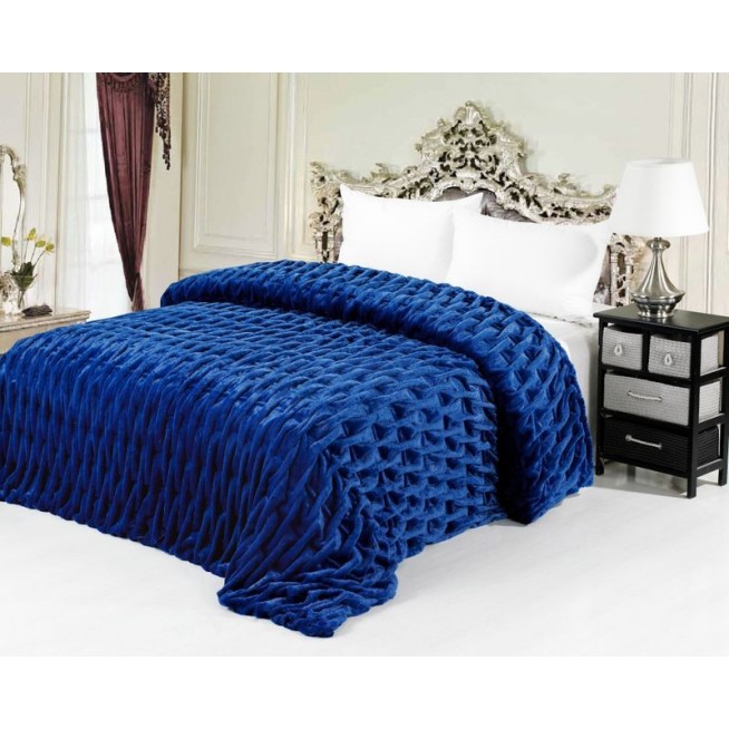 Плед Шарпей 220х240 однотонный синий Tango