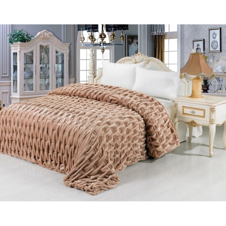 Плед Шарпей 220х240 однотонный бежевый Tango