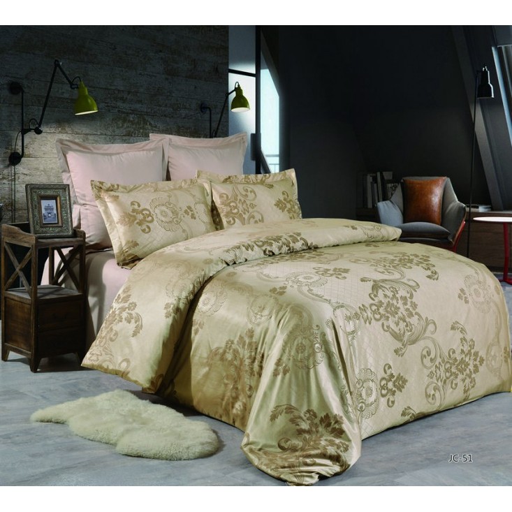 Постельное белье евро сатин жаккард Вальтери JC-51