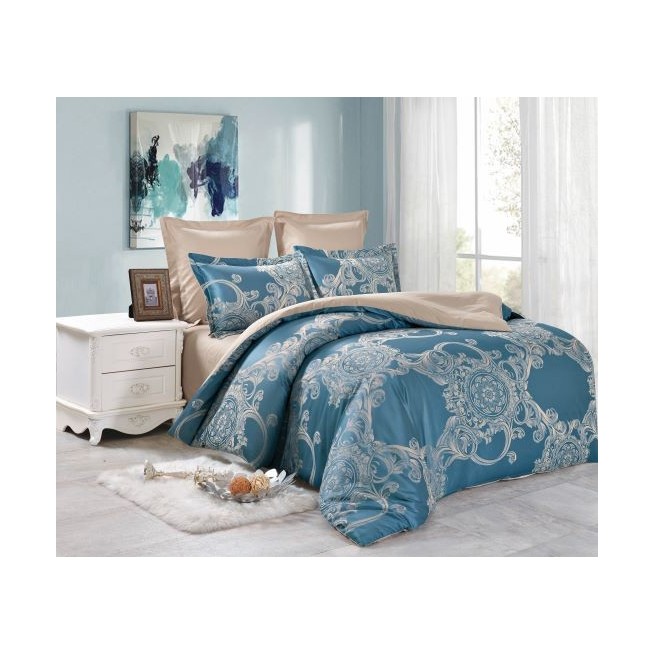 Постельное белье евро сатин жаккард Вальтери JC-64