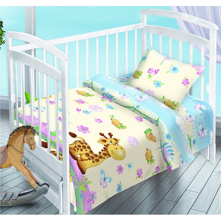 Постельное белье детское в кроватку поплин Вальтери Веселый Жирафчик