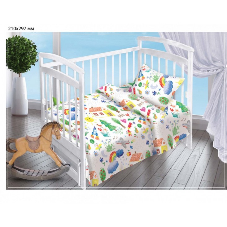 Постельное белье детское в кроватку поплин Вальтери Радуга