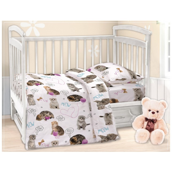 Постельное белье детское в кроватку поплин Вальтери Пушистики