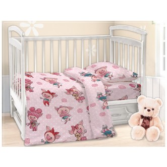 Постельное белье детское в кроватку поплин Вальтери Хрюшки