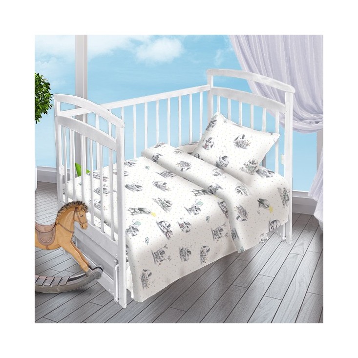 Постельное белье детское в кроватку поплин Вальтери Зайки