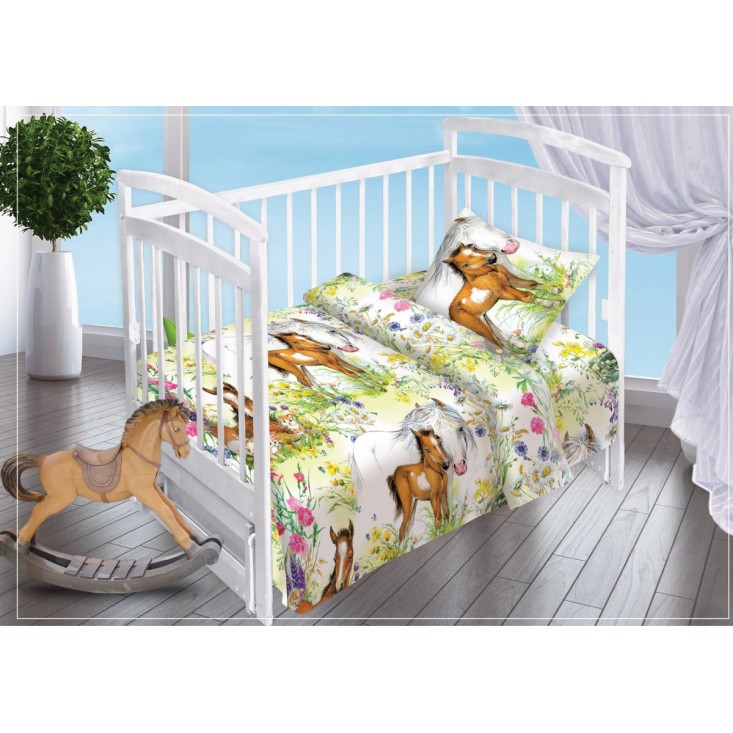 Постельное белье детское в кроватку поплин Вальтери На лугу