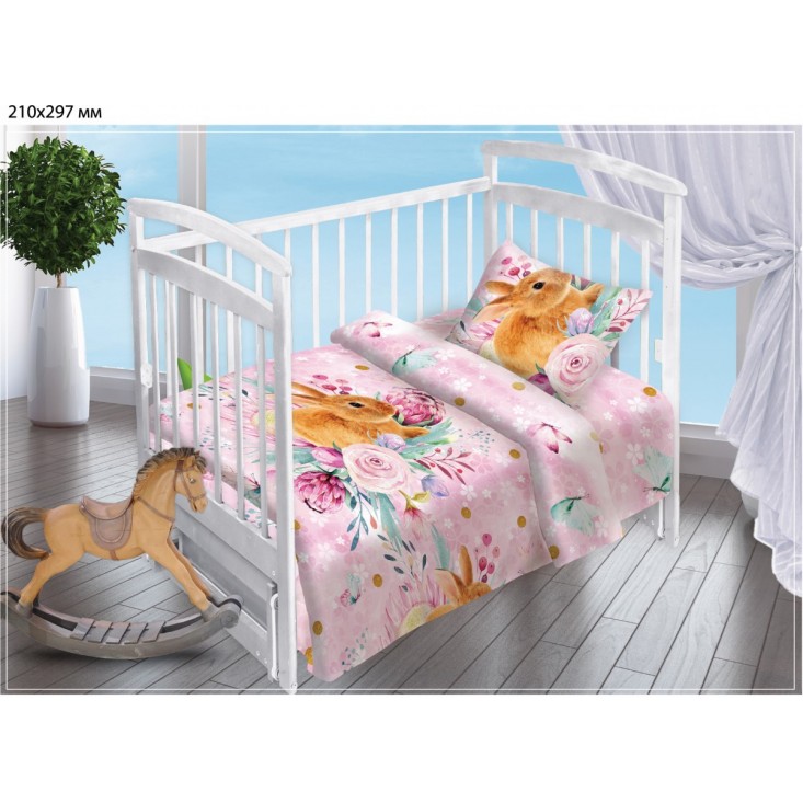 Постельное белье детское в кроватку поплин Вальтери Весенний зайка