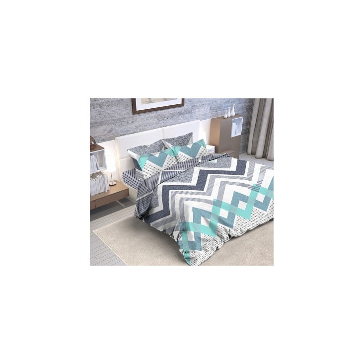 Постельное белье евро бязь Valtery Зигзаги