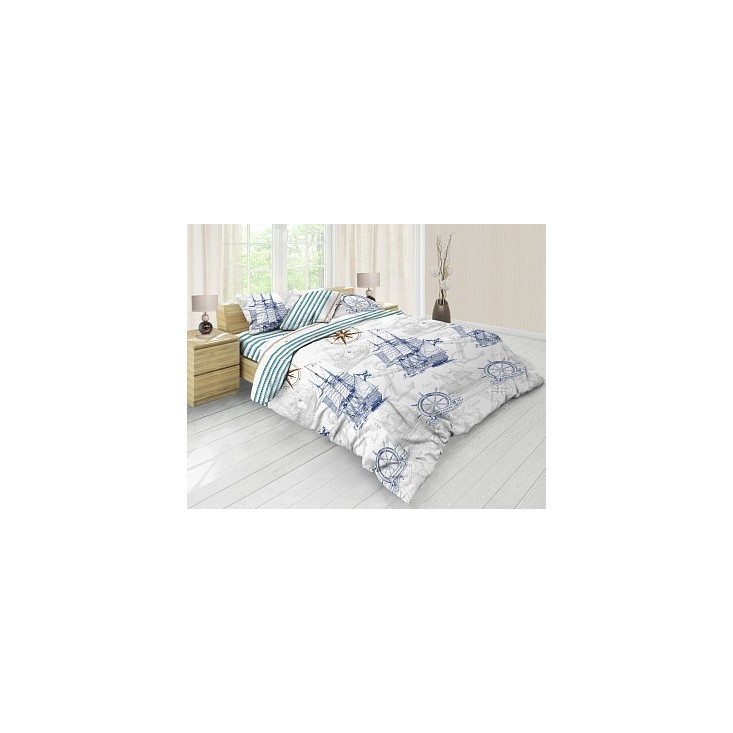 Постельное белье 2 спальное бязь Valtery Морской  круиз