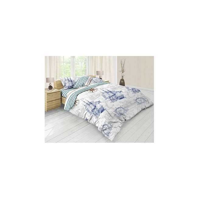 Постельное белье евро бязь Valtery Морской круиз