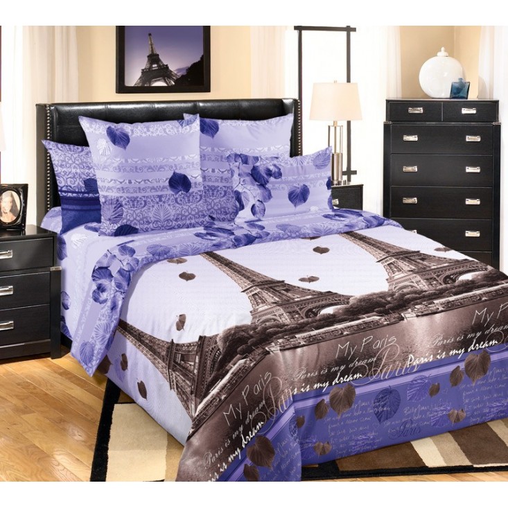 Постельное белье семейное бязь Valtery Романтика Парижа