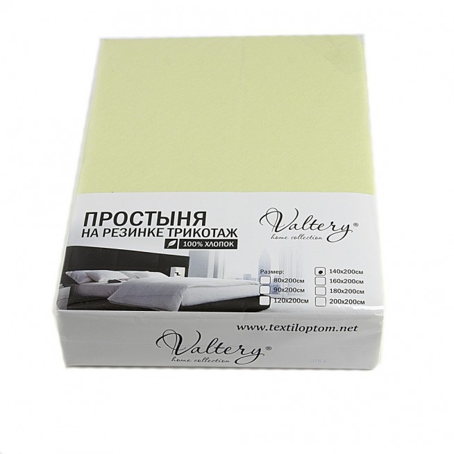 Простынь на резинке Трикотаж 200х200 Valtery Салатовая