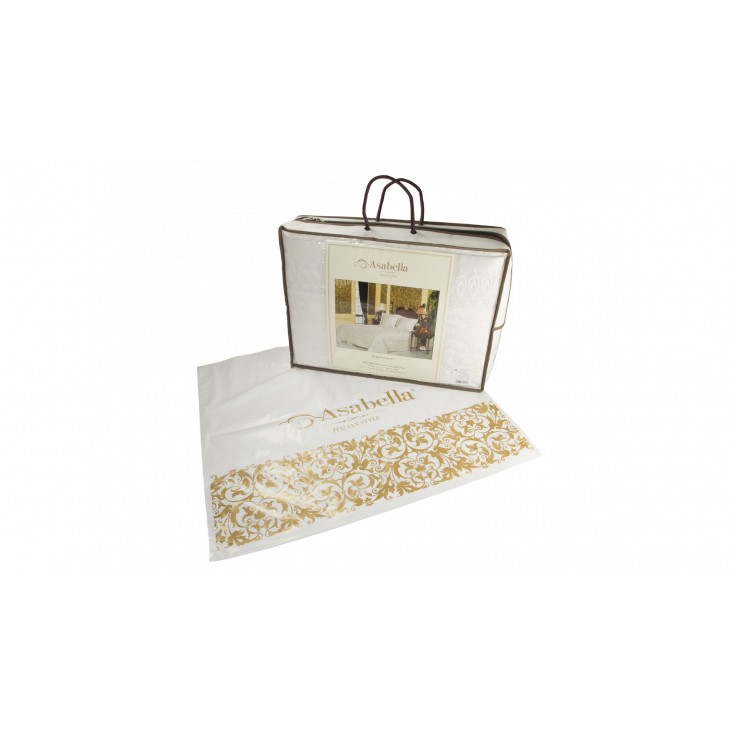 Покрывало Жаккард 240х260 с наволочками Asabella Тонкие завитки какао