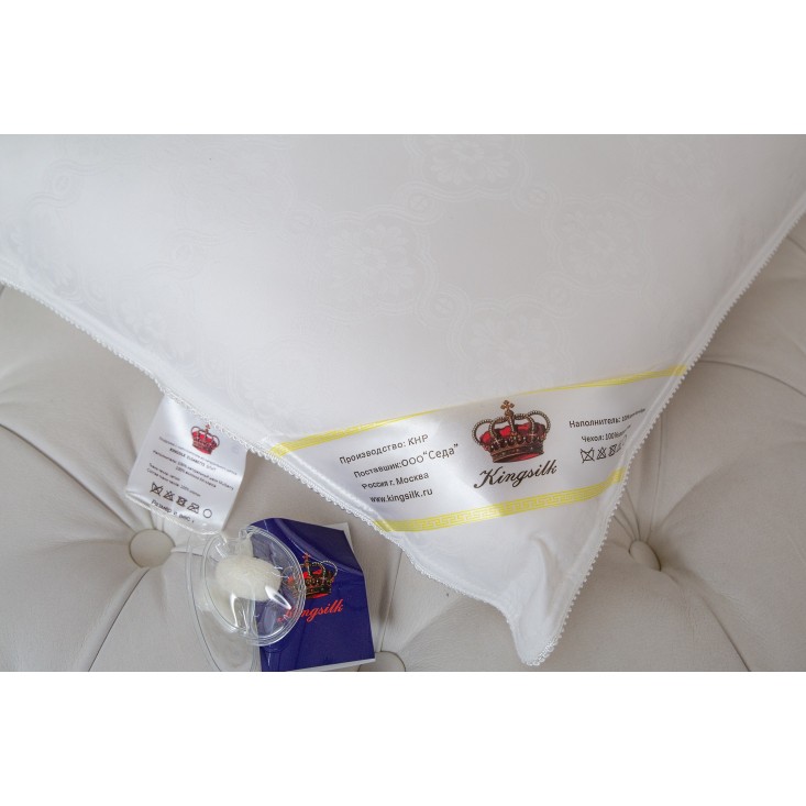 Одеяло шелковое 1,5 спальное 140х205 легкое KingSilk Elisabette Элит белое E-140-0,6-Bel