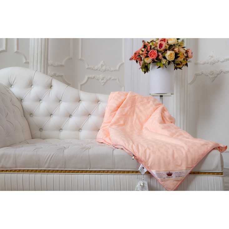 Одеяло шелковое 1,5 спальное 140х205 теплое KingSilk Elisabette Элит персиковое E-140-1,3-Per