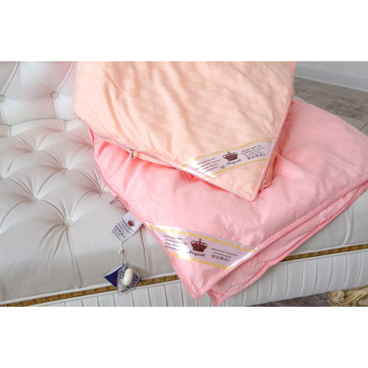 Одеяло шелковое 1,5 спальное 140х205 теплое KingSilk Elisabette Элит персиковое E-140-1,3-Per