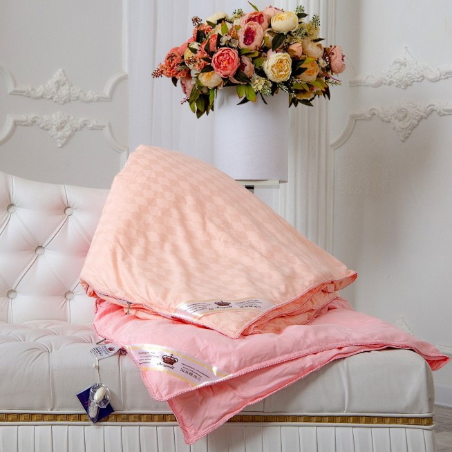 Одеяло шелковое 1,5 спальное 140х205 теплое KingSilk Elisabette Элит персиковое E-140-1,3-Per