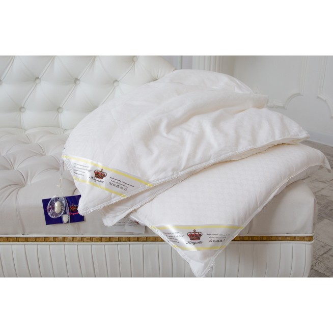 Одеяло шелковое 1,5 спальное 150х210 всесезонное KingSilk Elisabette Элит белое E-150-1-Bel