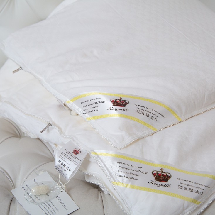 Одеяло шелковое 1,5 спальное 160х210 всесезонное KingSilk Elisabette Элит белое E-160-1-Bel