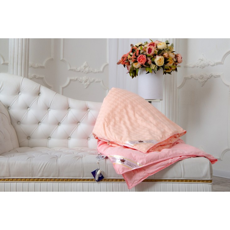 Одеяло шелковое 1,5 спальное 160х210 теплое KingSilk Elisabette Элит персиковое E-160-1,6-Per