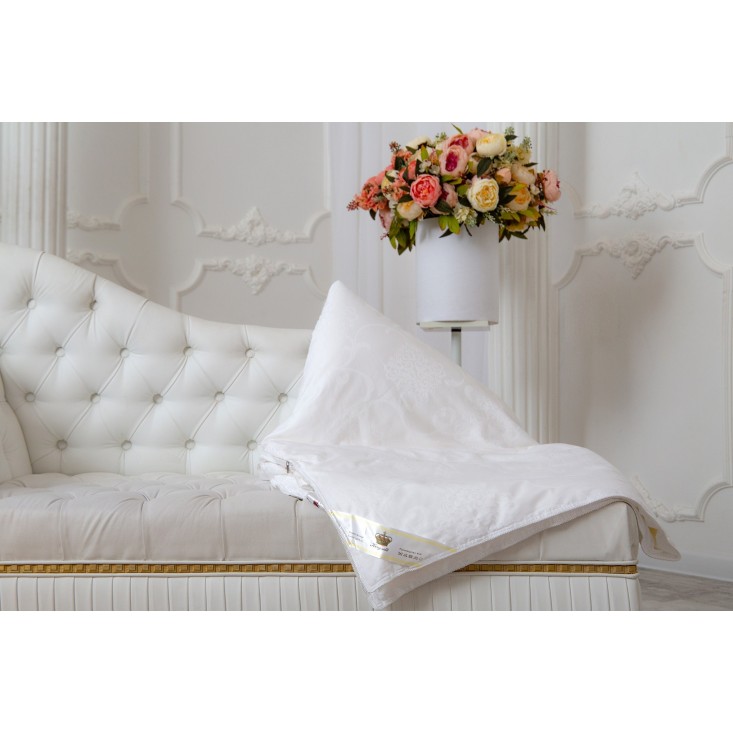 Одеяло шелковое евро 200х220 легкое KingSilk Elisabette Элит белое E-200-0,9-Bel