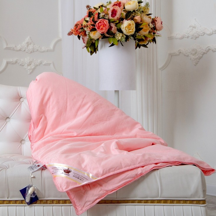 Одеяло шелковое евро макси 220х240 теплое KingSilk Elisabette Элит розовое E-220-2,2-Roz